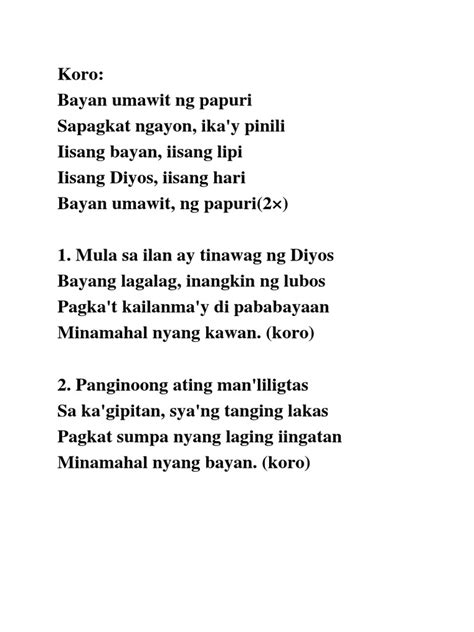 Bayan, Umawit (Lyric Video) .